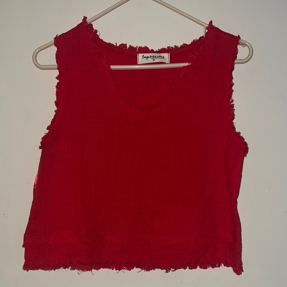 Impressions Vibrant Red Tank Top medium NWT